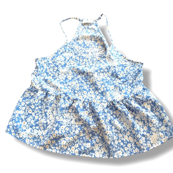 Everly Blue Floral Tank Size Medium Women's Spaghetti Strap Racer Back N… - Picture 1 of 6